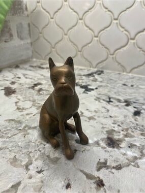Vintage Brass Boxer Dog Figurine Home Accent